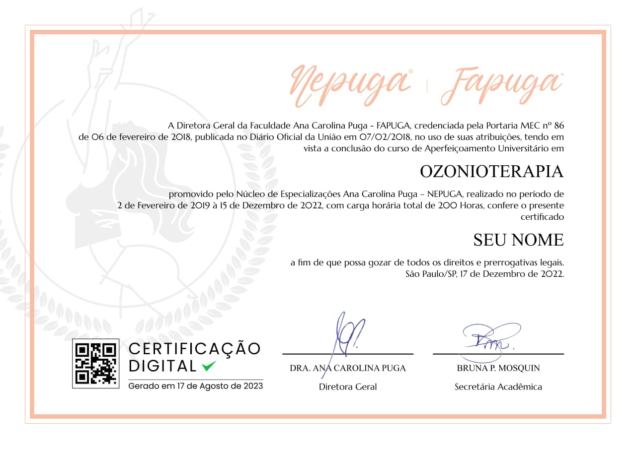 certificado Curso Ozonioterapia