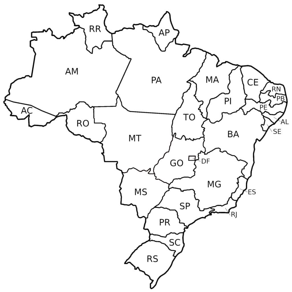 mapa do brasil estados branco comlegenda