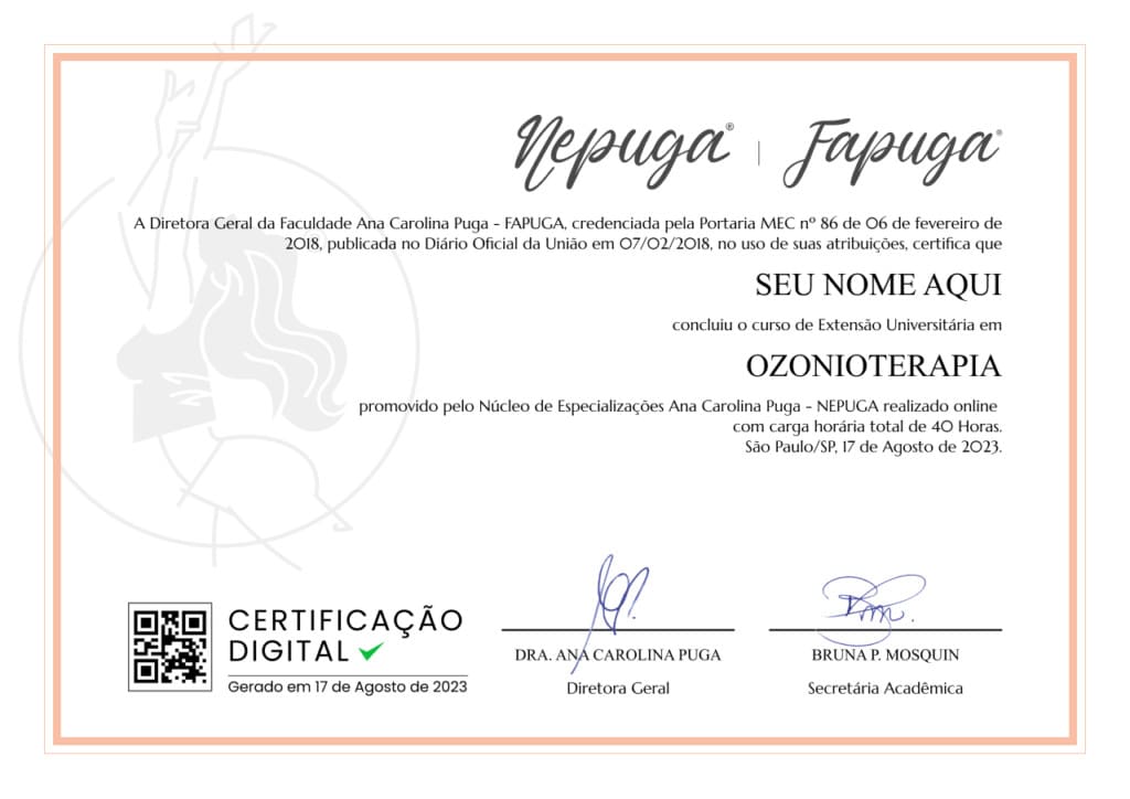 Certificado Digital Extensao Universitaria Online Ozonioterapia