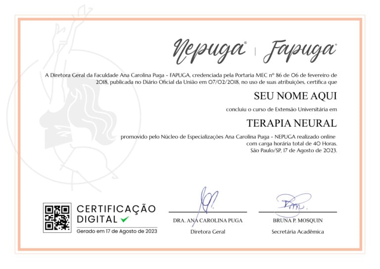 Certificado Digital Extensao Universitaria Online Terapia Neural